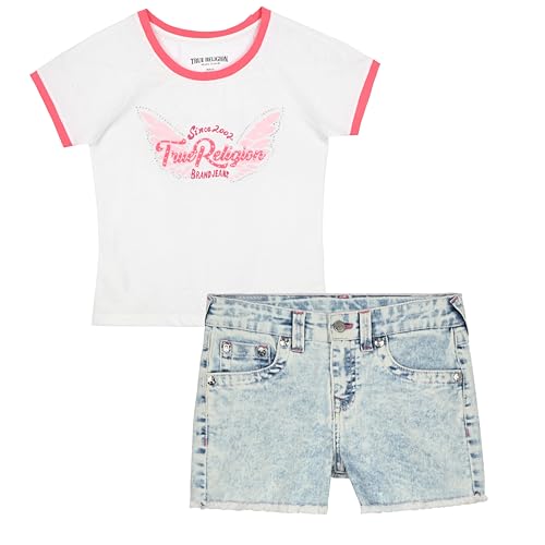 Girls Denim Shorts and Graphic Tee Set for Summer