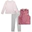 Girls 3 Piece Puffer Vest, Shirt & Flare Leggings Set