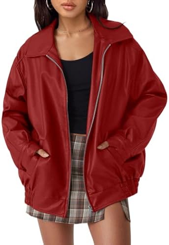 Women's Oversized Faux Leather Jacket for Fall & Winter
