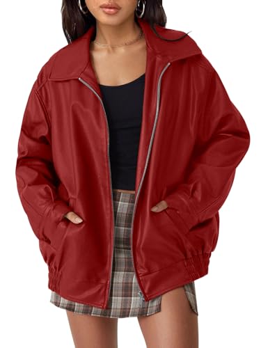 Women's Oversized Faux Leather Jacket for Fall & Winter