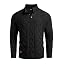 Men's Cable Knit Henley Sweater with Ribbed Stand Collar