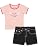Girls Denim Shorts and Graphic Tee Set for Summer