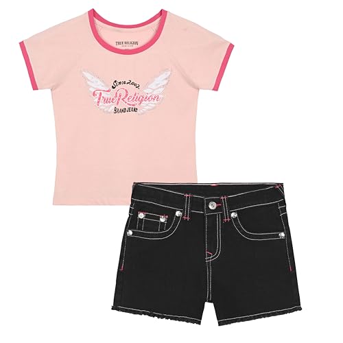 Girls Denim Shorts and Graphic Tee Set for Summer