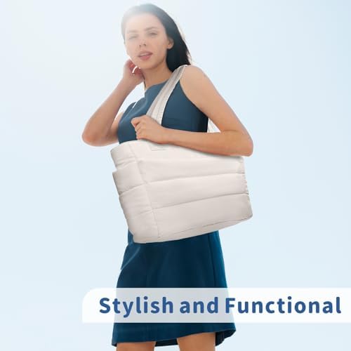 Lightweight Quilted Puffer Tote Bag for Women, Travel & Work