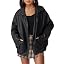 Women's Oversized Faux Leather Jacket for Fall & Winter