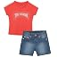 Girls Denim Shorts and Graphic Tee Set for Summer Style