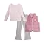 Girls 3 Piece Puffer Vest, Shirt & Flare Leggings Set