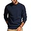 Men's Waffle Knit Crewneck Sweater Textured Pullover