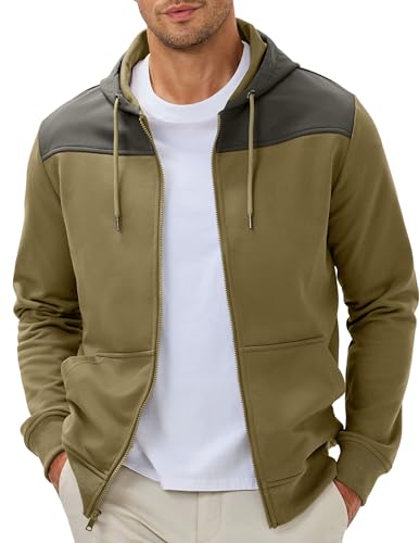 JMIERR Men's Lightweight Colorblock Zip Hoodie Jacket