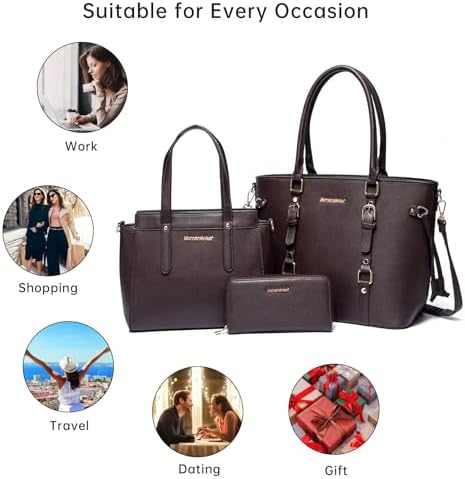 Women’s 3-Piece Tote Bag and Wallet Set – Stylish Shoulder Satchel