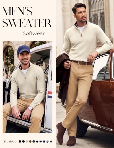 Men's Quarter Zip Pullover Sweater Casual Knit Top