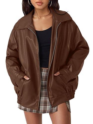 Women's Oversized Faux Leather Jacket for Fall & Winter