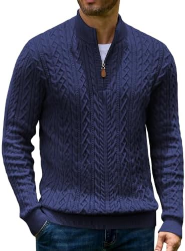 Men’s Quarter Zip Cable Knit Pullover Sweater