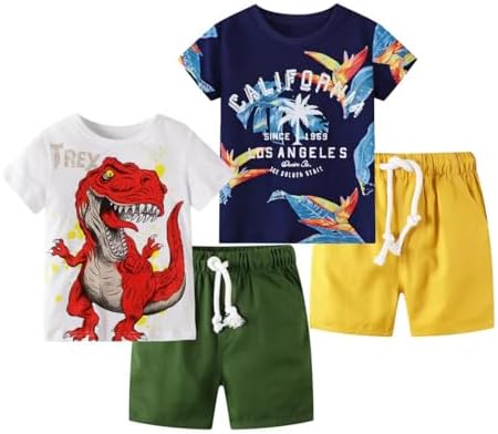 Toddler Boy Summer Shirt and Shorts Set for Ages 2-7