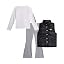 Girls 3 Piece Puffer Vest, Shirt & Flare Leggings Set