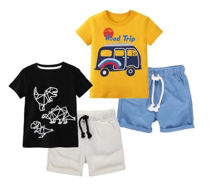Toddler Boy Summer Shirt and Shorts Set for Ages 2-7