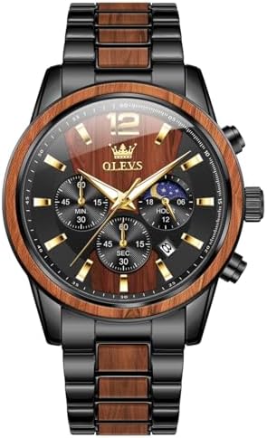 OLEVS Men's Multifunction Quartz Watch with Moon Phase & Silicone Band