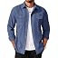 Men's Long Sleeve Button-Up Shirt Jacket with Flap Pockets
