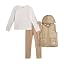 Girls 3 Piece Puffer Vest, Shirt & Flare Leggings Set