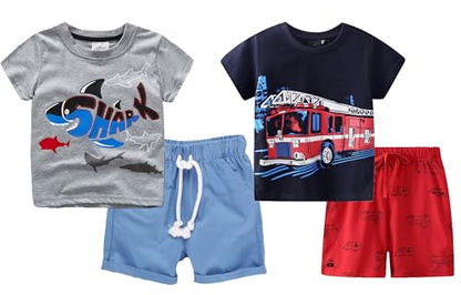 Toddler Boy Summer Shirt and Shorts Set for Ages 2-7