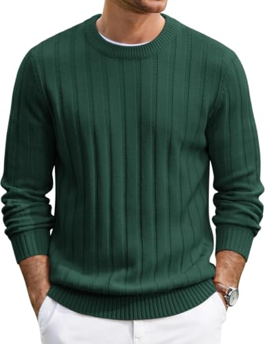 Men's Ribbed Crewneck Pullover Sweater Soft Warm Knit