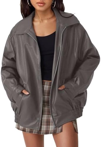 Women's Oversized Faux Leather Jacket for Fall & Winter