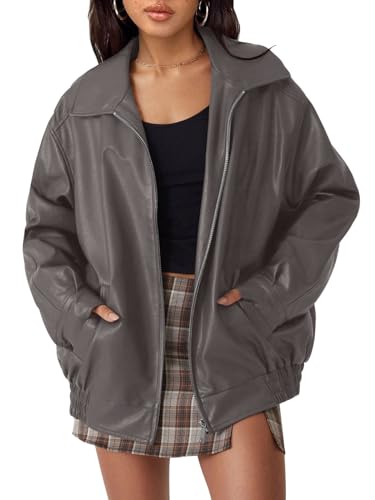 Women's Oversized Faux Leather Jacket for Fall & Winter