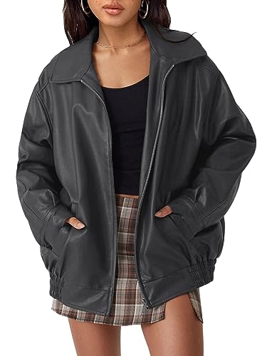 Women's Oversized Faux Leather Jacket for Fall & Winter