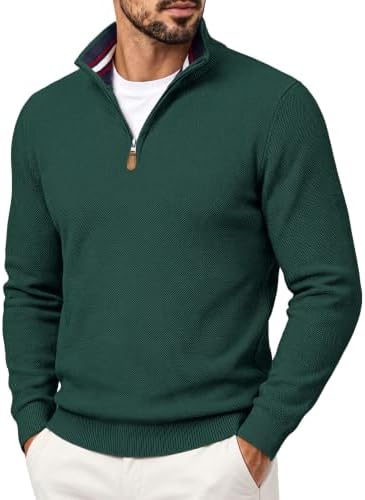 Men's Quarter Zip Pullover Sweater Casual Knit Top