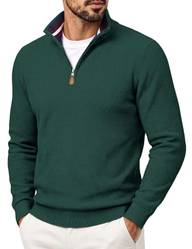 Men's Quarter Zip Pullover Sweater Casual Knit Top