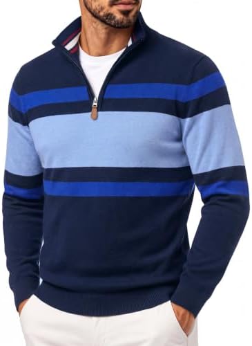 Men's Quarter Zip Pullover Sweater Casual Knit Top