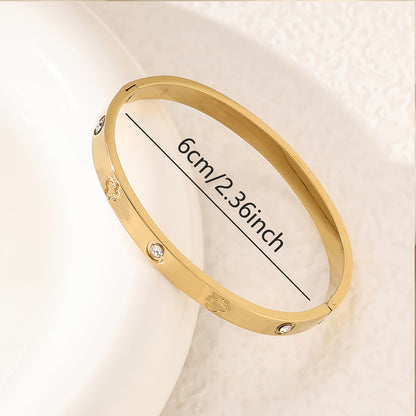 Women's 18K Gold-Plated Four-Leaf Clover Bracelet with Zirconia