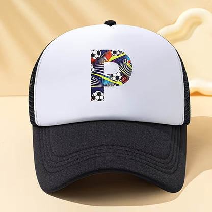 Boys' Breathable Soccer Alphabet Mesh Baseball Cap - Summer Style