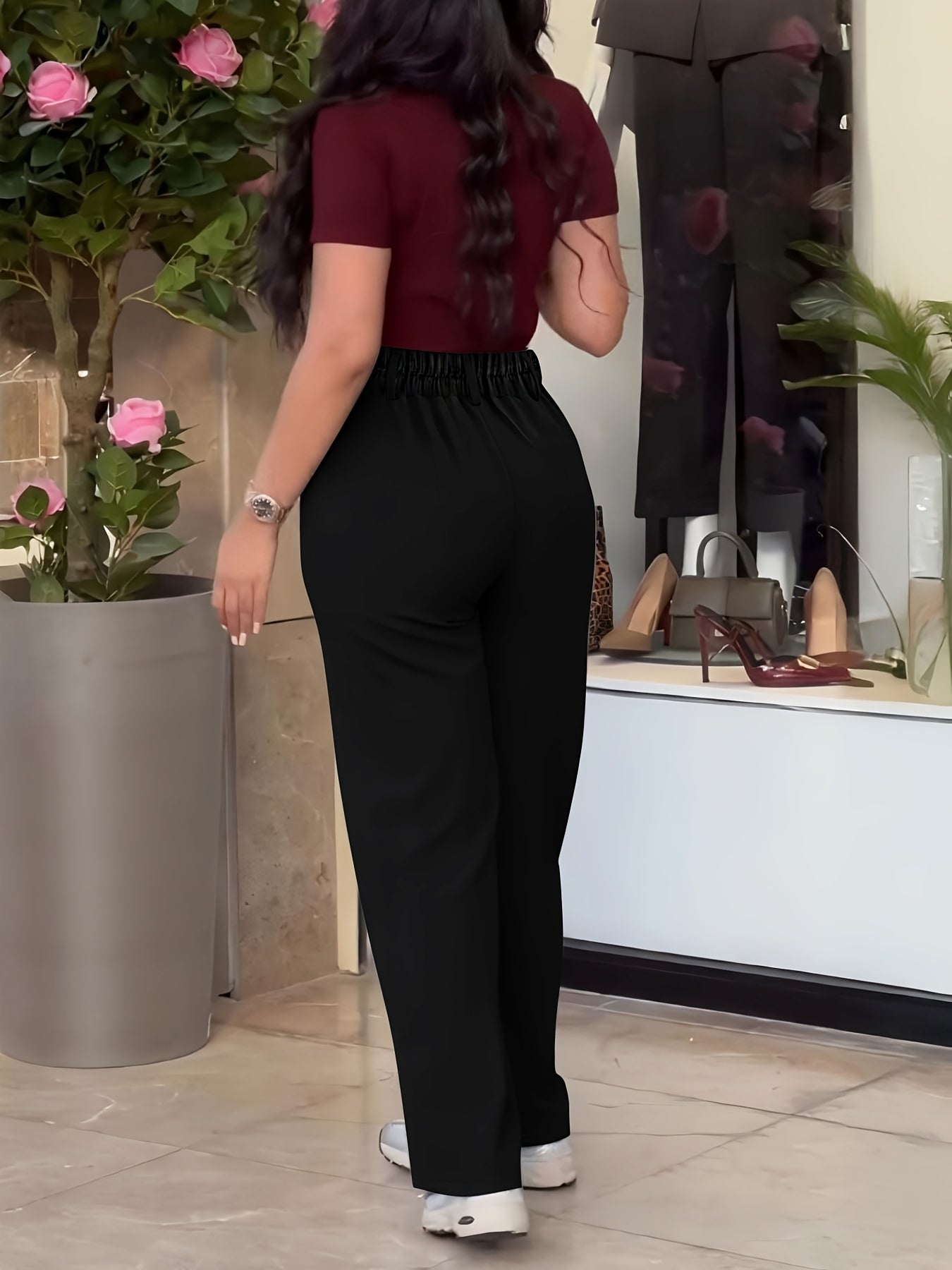 Women's Casual Slim-Fit Solid Color Long Pants