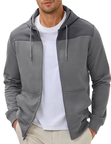 JMIERR Men's Lightweight Colorblock Zip Hoodie Jacket