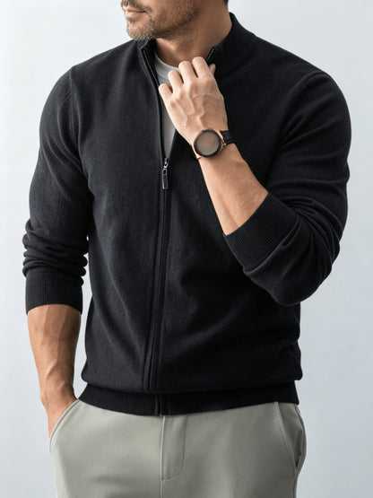 Men's Stand Collar Knit Cardigan Full-Zip Casual Fall Sweater