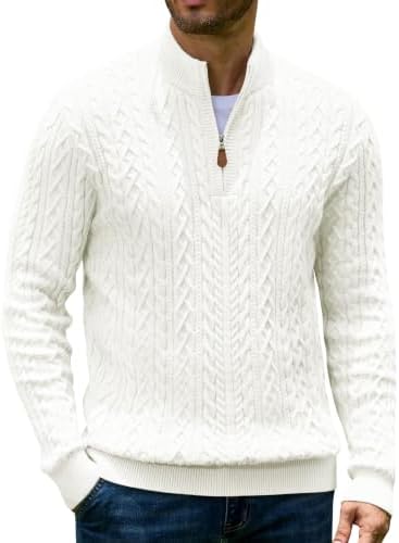 Men’s Quarter Zip Cable Knit Pullover Sweater