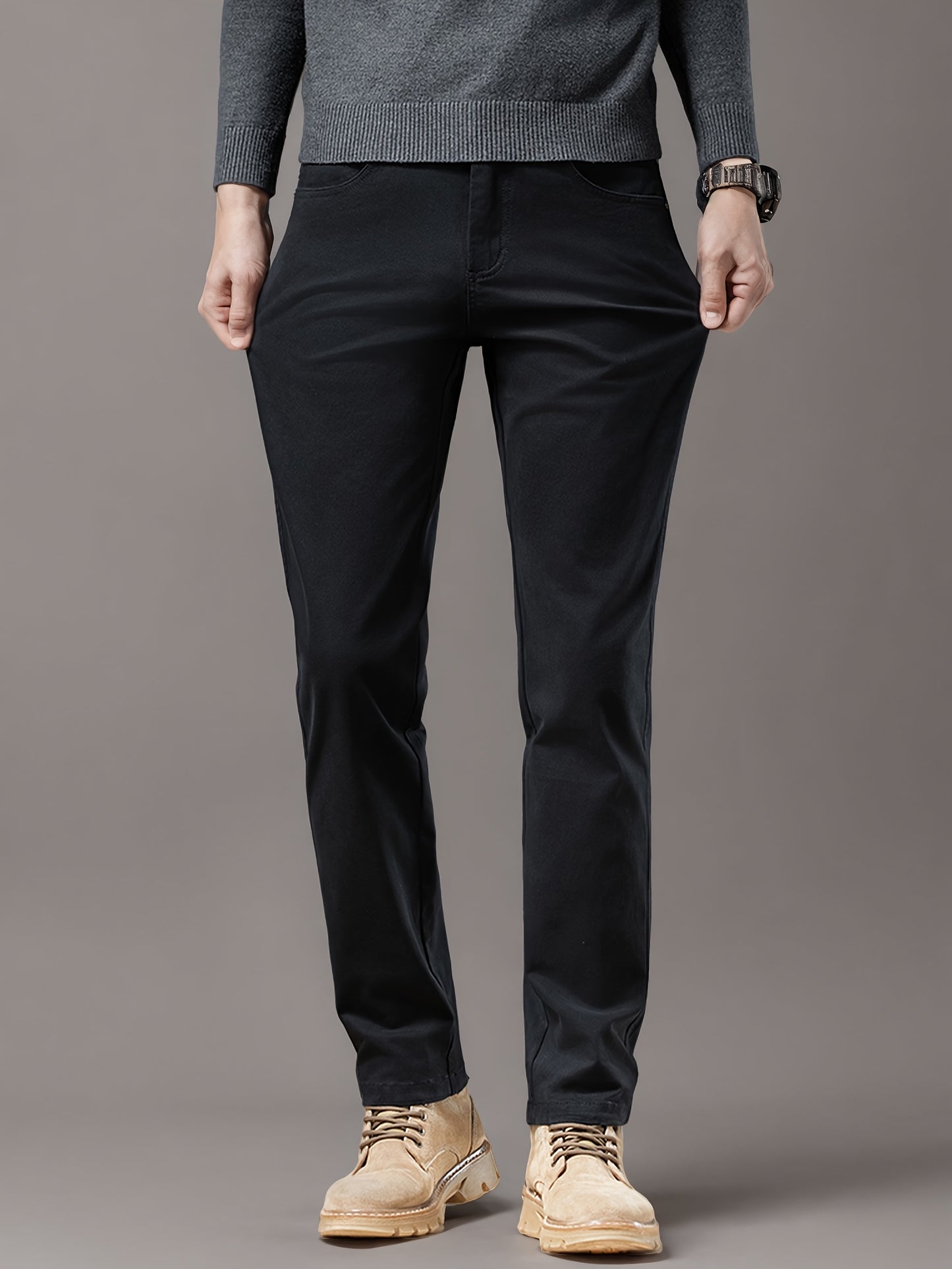 Men's Cotton Blend Casual Business Pants - Spring/Fall Style