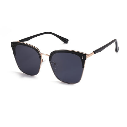 Men's & Women's Metal Half-Frame Rectangle Glasses with Brow Bar
