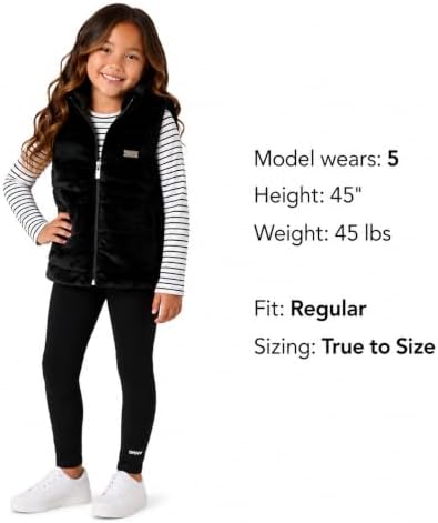 Girls 3 Piece Puffer Vest, Shirt & Flare Leggings Set