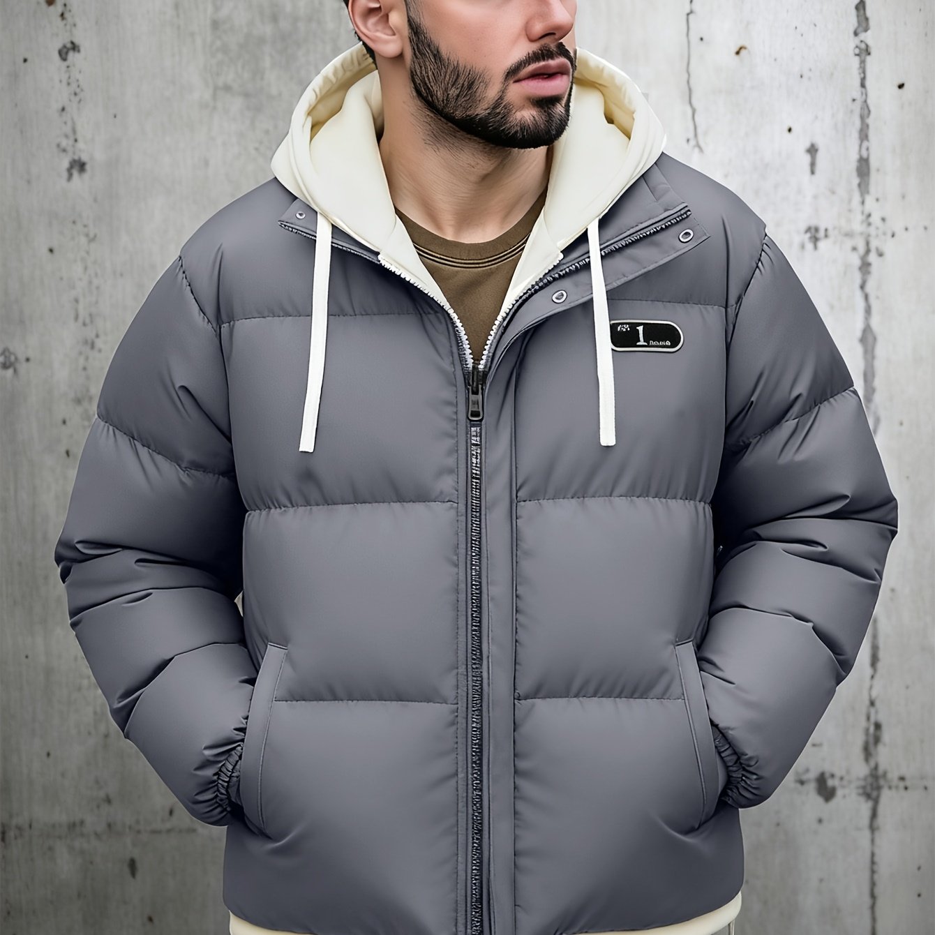 Men's Autumn and Winter Casual Fashion Faux Two-Piece Outerwear, Trendy Thickened Warm Comfortable Hooded Jacket