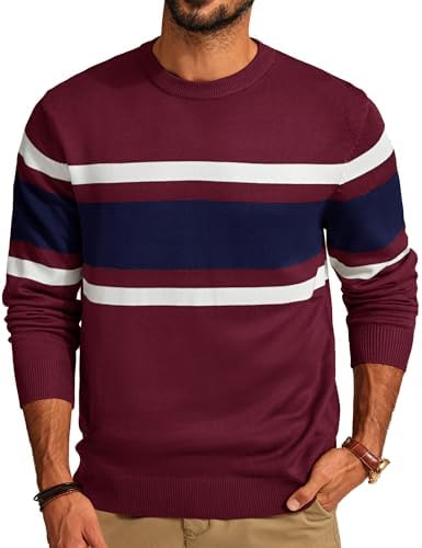Men's Striped Crewneck Pullover Sweater by PJ PAUL JONES