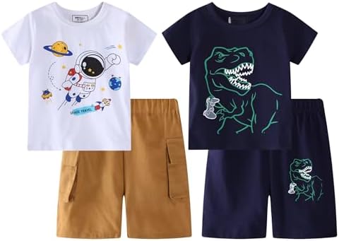 Toddler Boy Summer Shirt and Shorts Set for Ages 2-7