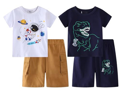 Toddler Boy Summer Shirt and Shorts Set for Ages 2-7