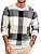 Men's Plaid Crew Neck Knit Sweater Long Sleeve Pullover
