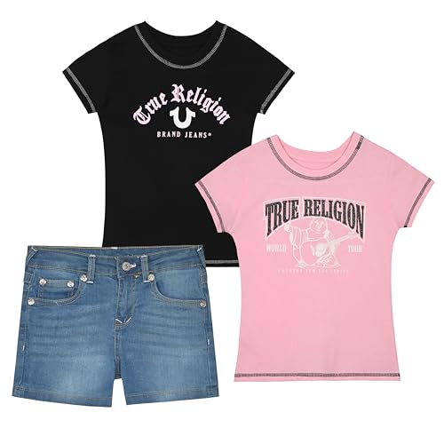 Girls Denim Shorts and Graphic Tee Set for Summer Style