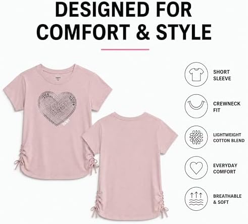 Girls Cotton Blend Short Sleeve Graphic Tee T-Shirt