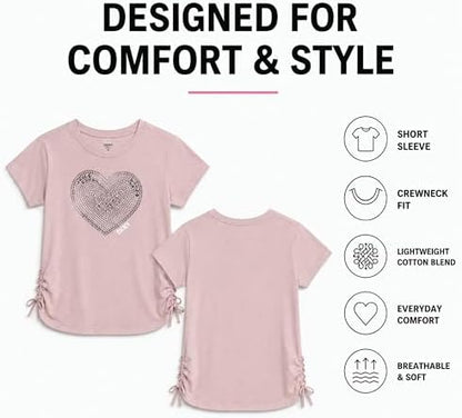 Girls Cotton Blend Short Sleeve Graphic Tee T-Shirt
