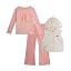 Girls 3 Piece Puffer Vest, Shirt & Flare Leggings Set