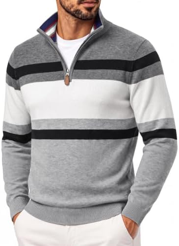 Men's Quarter Zip Pullover Sweater Casual Knit Top